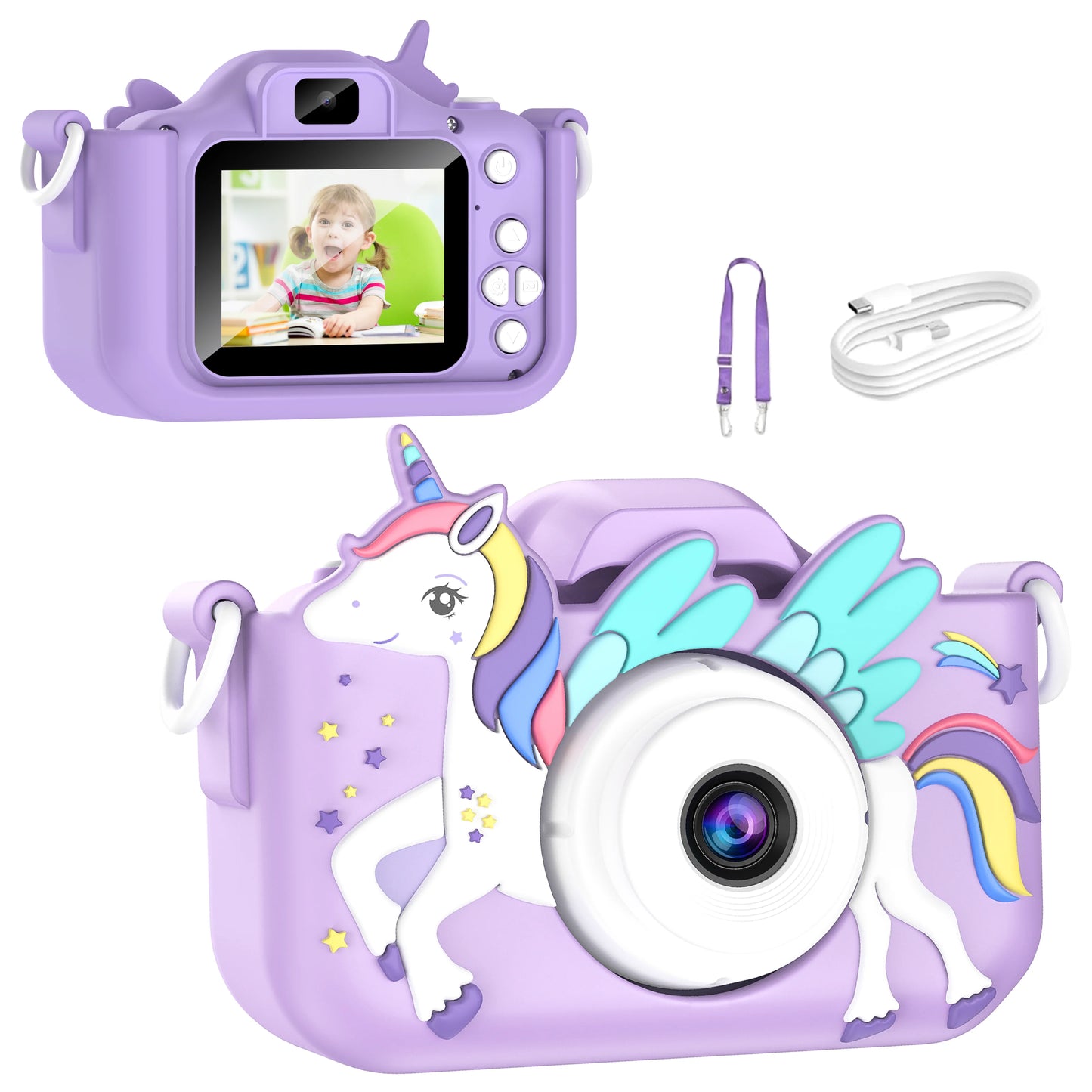 Lovely Unicorn Children Mini Digital Camera Can Take Pictures Video Small Camera Photography Children Birthday Gift Kids Toys