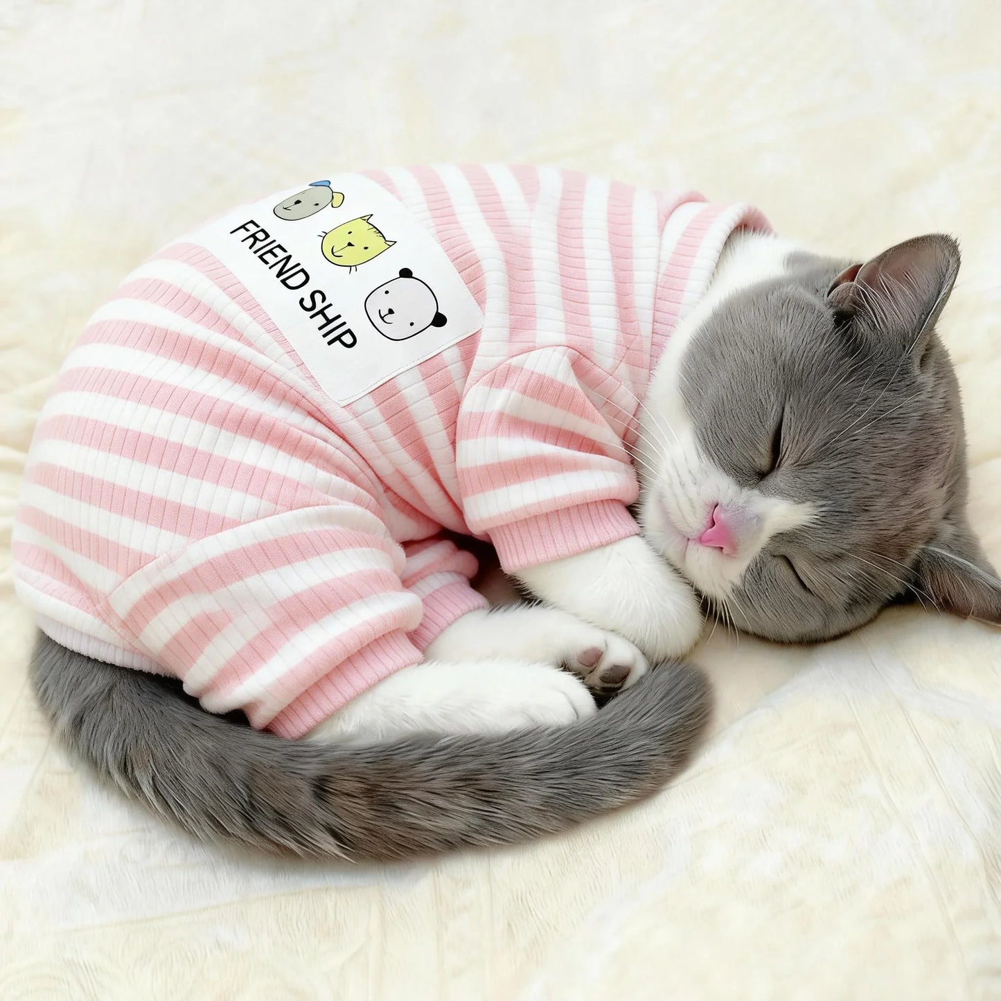 Anti-Loss Fur Clothes Spring Summer Style Four-Legged Home Wear for Kittens Polyester Fiber Warm Casual Pet Apparel