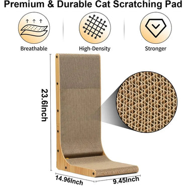 L Shape Cat Scratcher 23.6 Inch Cat Scratchers for Indoor Cats Protecting Furniture Cat Scratch Pad Cardboard Cat Scratching wi
