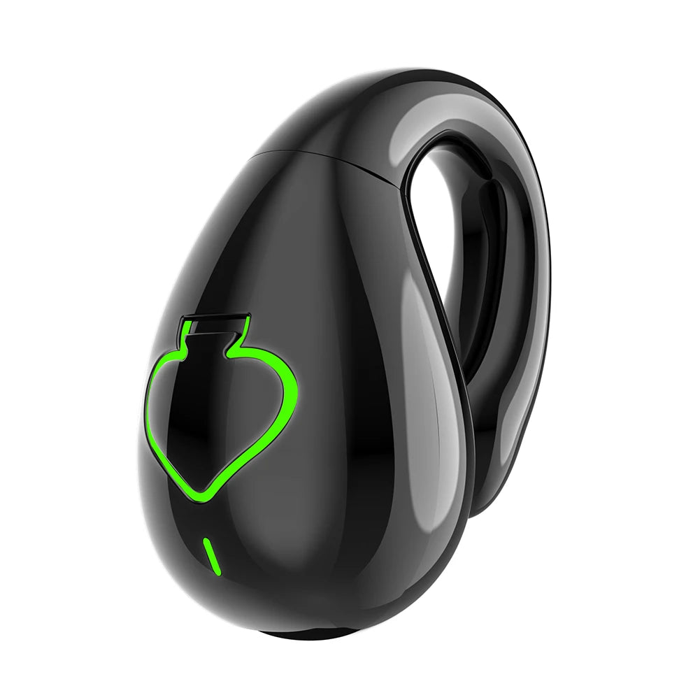Bone Conduction Single Ear Clip Earphones HIFI Stereo IPX5 Waterproof Bluetooth-Compatible 5.3 Sport Gamer Headset