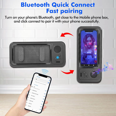 Wall Mounted Phone Holder 480° Rotation Touch Screen IPX5 Waterproof Bluetooth Speaker Shower Storage Case Mobile Phone Stand