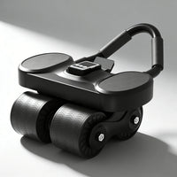 4-Wheels Ab Roller with LCD – Home Gym Equipment, Elbow Support, Non-Slip Handles, Tracks Time & Calories Burned.