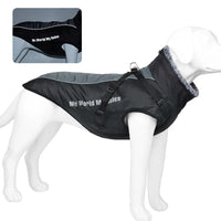 Xl-6xl Winter New Reflective Pet Clothing Dog Warm Fur Collar Black Cotton Coat Pet Jacket Large Dog Clothing Pet Supplies