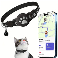 GPS Cat Collar with Reflective Strap, Mini Real Time Pet Location Device, Waterproof Anti Lost Finder for Outdoor Kitten X7W5