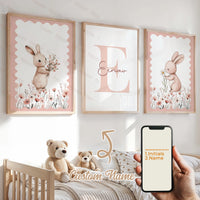 3pcs Personalized Name Custom Cartoon Animals Elephant Lion Wall Art Print Picture Living Room Kids Girl Room Home Decor Gift