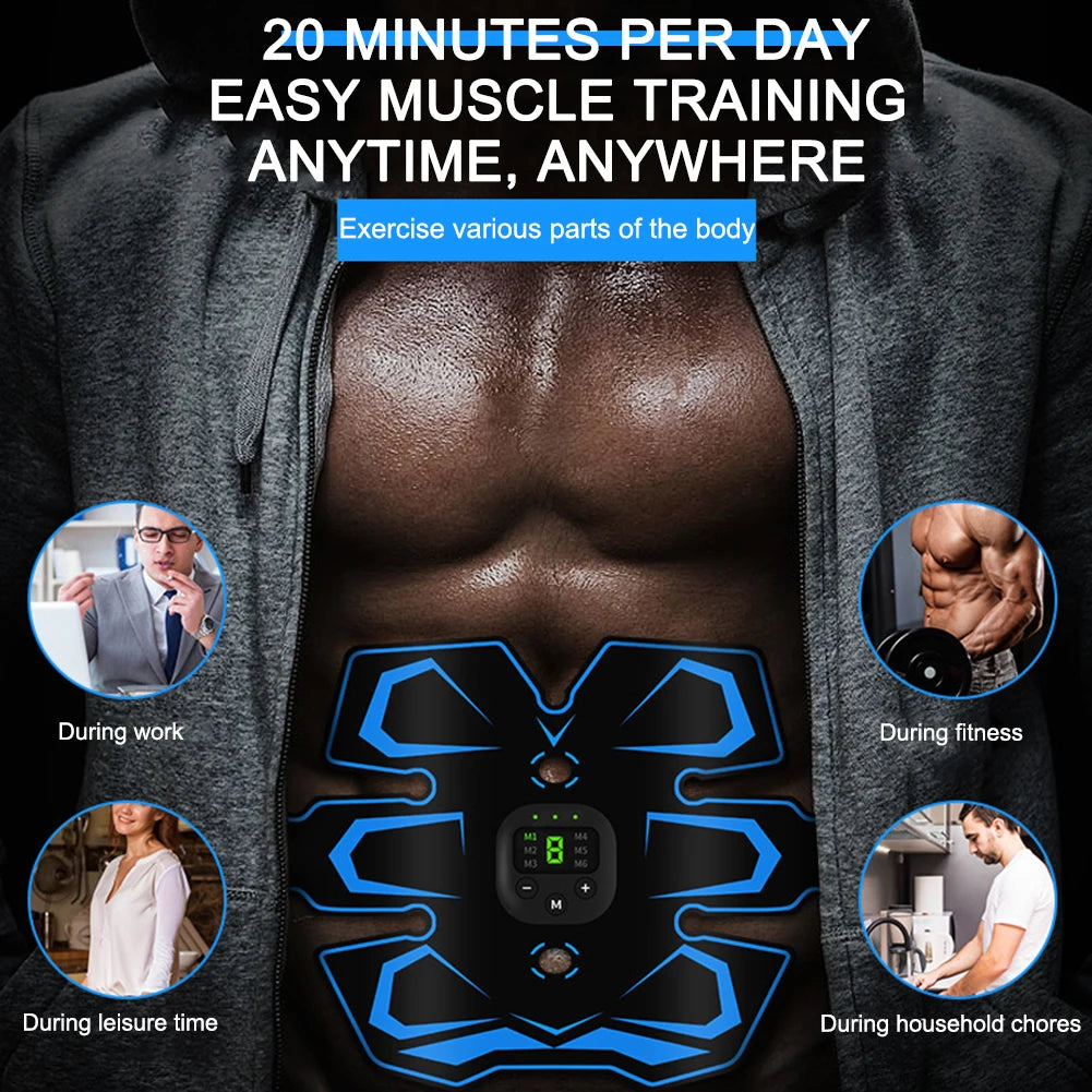 EMS Abdominal Training Device LED Display Ab Sport Exercise Belt USB Rechargeable Ab Workout Equipment Machine for Men and Women