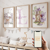 3pcs Personalized Name Custom Cartoon Animals Elephant Lion Wall Art Print Picture Living Room Kids Girl Room Home Decor Gift