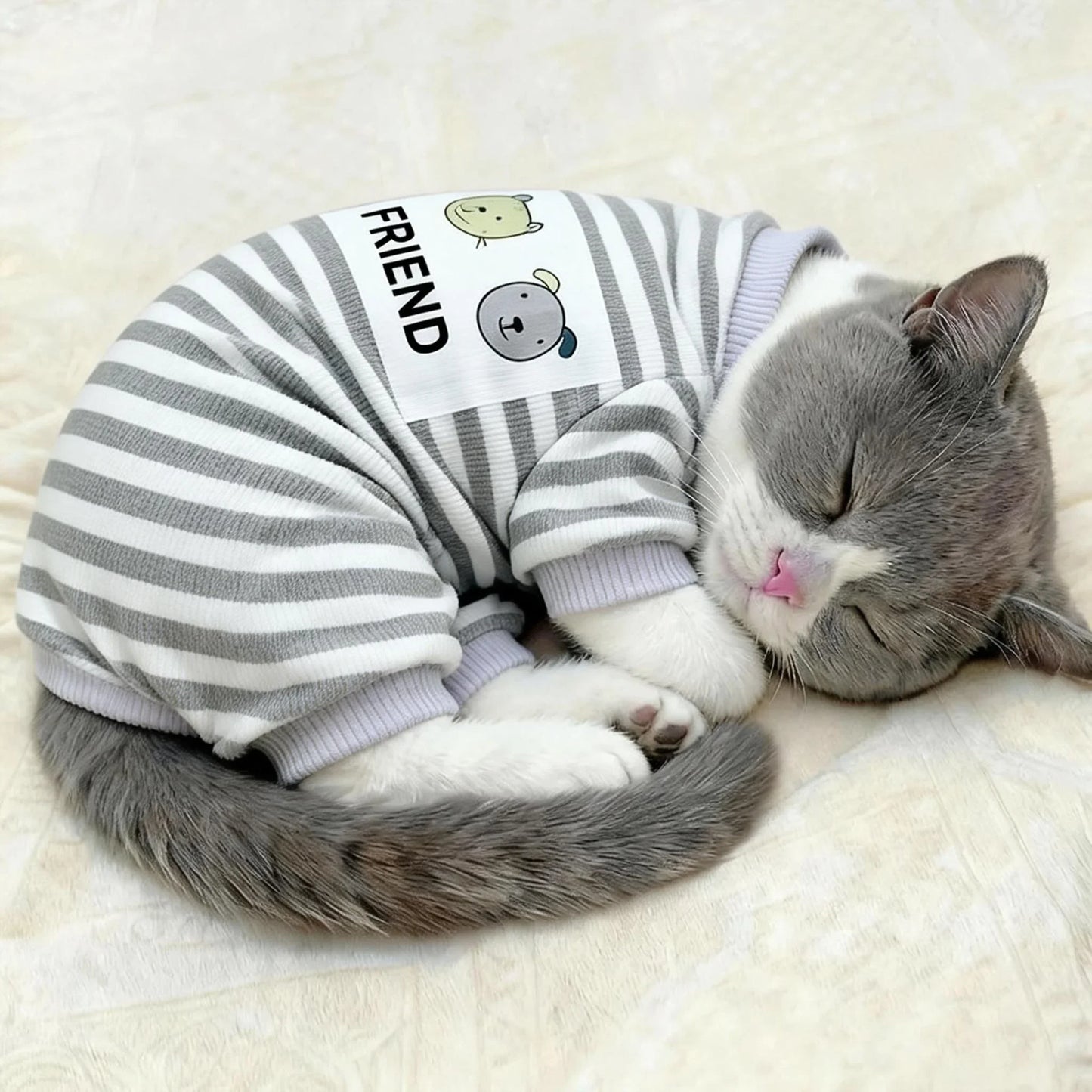 Anti-Loss Fur  Clothes Spring Summer Style Four-Legged Home Wear for Kittens Polyester Fiber Warm Casual Pet Apparel