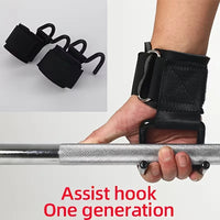 Heavy-Duty Metal Weightlifting Hooks - Adjustable Black Fitness Grip Straps with Horizontal Bar Attachment for Pull-Ups