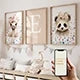 3pcs Personalized Name Custom Cartoon Animals Elephant Lion Wall Art Print Picture Living Room Kids Girl Room Home Decor Gift