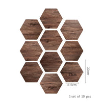 Walnut wood grain hexagonal wall sticker living room balcony waterproof and anti-skid self-adhesive floor sticker