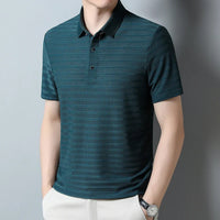 2024 Summer New High End Mesh Hollowed Out Ice Silk Short Sleeve T-shirt Men's Lapel  Breathable Polo Shirt Men Brand Clothing