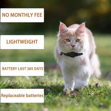 GPS Cat Collar with Reflective Strap, Mini Real Time Pet Location Device, Waterproof Anti Lost Finder for Outdoor Kitten X7W5