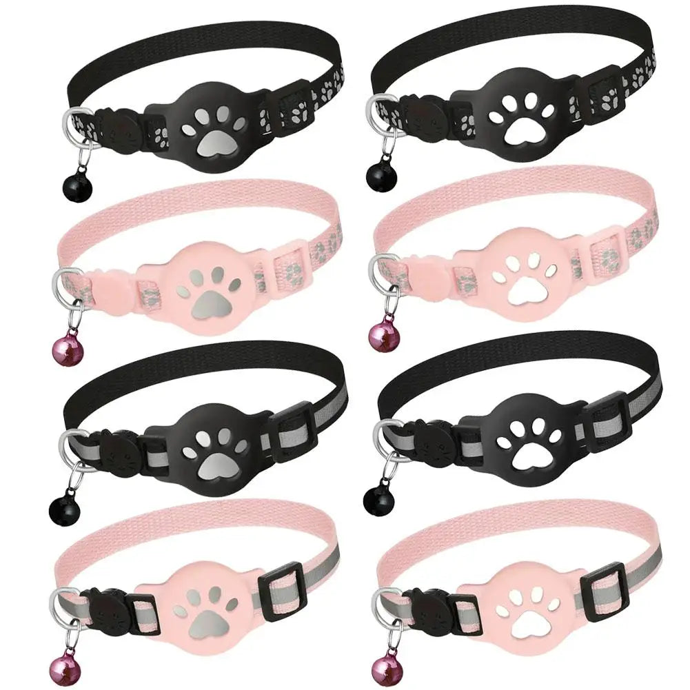 GPS Cat Collar with Reflective Strap, Mini Real Time Pet Location Device, Waterproof Anti Lost Finder for Outdoor Kitten X7W5