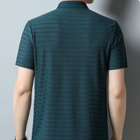 2024 Summer New High End Mesh Hollowed Out Ice Silk Short Sleeve T-shirt Men's Lapel  Breathable Polo Shirt Men Brand Clothing