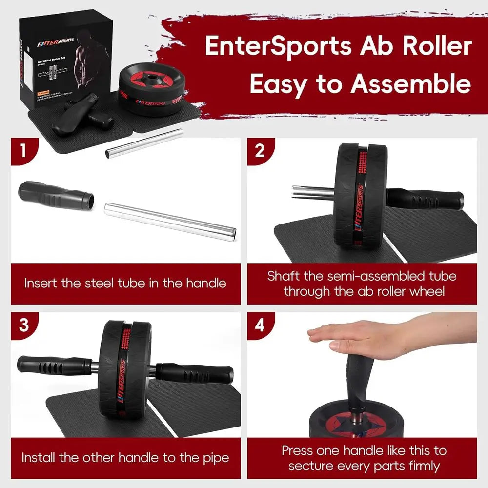 Portable Ab Roller Wheel with Knee Pads for Home Core Strength Training - Suitable for Men & Women