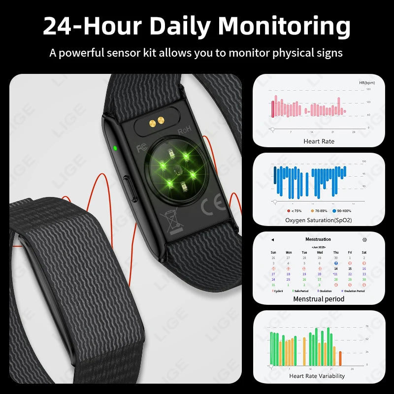 LIGE No Screen Smart Watch Men's Sports Outdoors Fitness Heart Rate Monitor 1ATM Waterproof New Smartwatch For Andrio IOS 2025