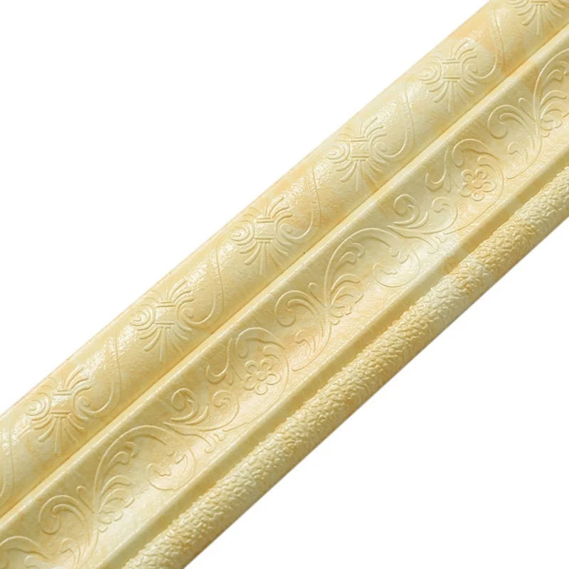 Self Adhesive Flexible Foam Molding Trim Wallpaper Border 3D Decorative Wall Lines Peel and Stick Trim for Home Hotel DIY Decor