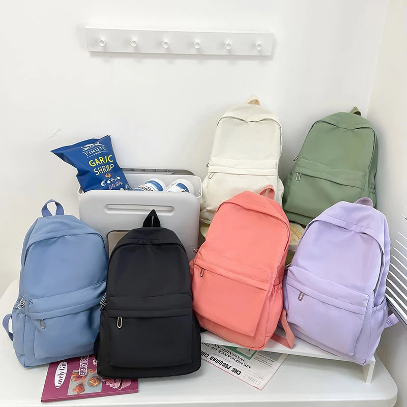 Simple solid color casual backpack, lightweight and high school student bag, multifunctional backpack,Suitable for travel,school