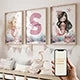 3pcs Personalized Name Custom Cartoon Animals Elephant Lion Wall Art Print Picture Living Room Kids Girl Room Home Decor Gift