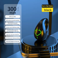 Bone Conduction Single Ear Clip Earphones HIFI Stereo IPX5 Waterproof Bluetooth-Compatible 5.3 Sport Gamer Headset