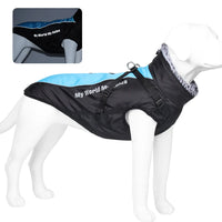 Xl-6xl Winter New Reflective Pet Clothing Dog Warm Fur Collar Black Cotton Coat Pet Jacket Large Dog Clothing Pet Supplies