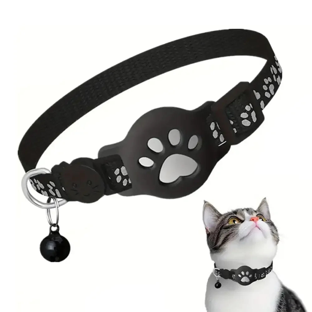 GPS Cat Collar with Reflective Strap, Mini Real Time Pet Location Device, Waterproof Anti Lost Finder for Outdoor Kitten X7W5