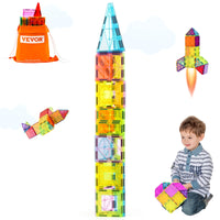 SucceBuy 32PCS Light Magnetic Tiles Building Blocks Set Magnet Educational STEM Sensory Stacking Toys for Toddlers Gifts