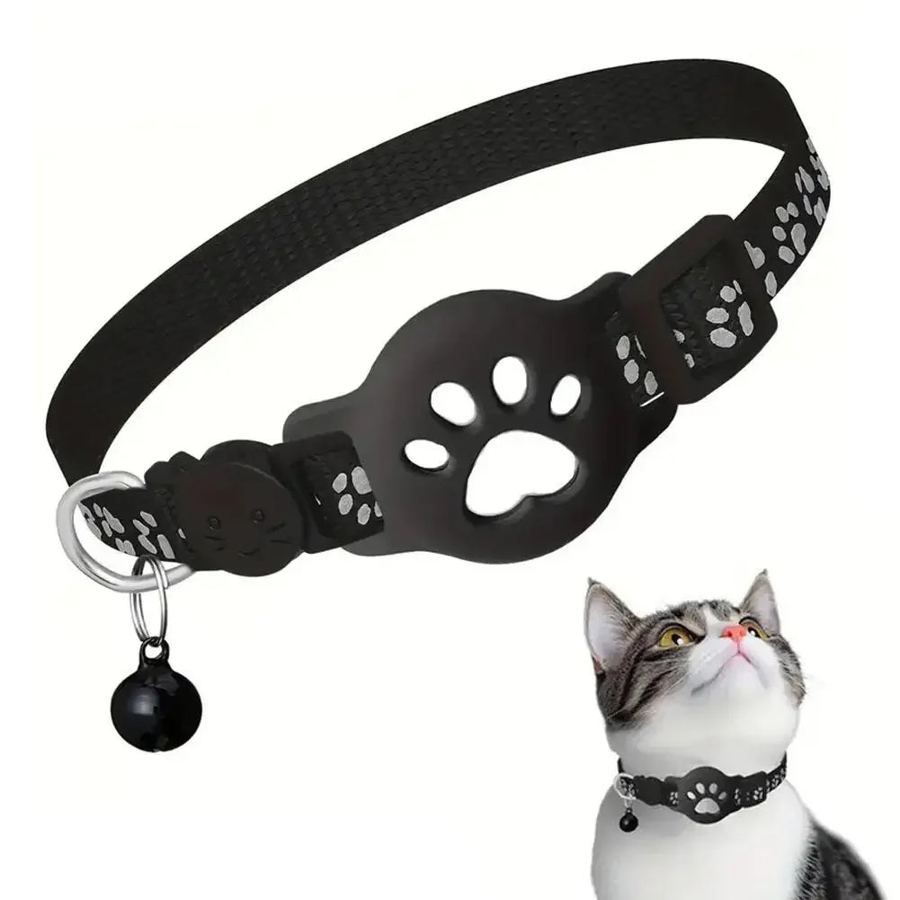 GPS Cat Collar with Reflective Strap, Mini Real Time Pet Location Device, Waterproof Anti Lost Finder for Outdoor Kitten X7W5