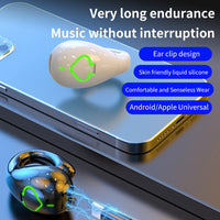 Bone Conduction Single Ear Clip Earphones HIFI Stereo IPX5 Waterproof Bluetooth-Compatible 5.3 Sport Gamer Headset