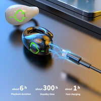 Bone Conduction Single Ear Clip Earphones HIFI Stereo IPX5 Waterproof Bluetooth-Compatible 5.3 Sport Gamer Headset