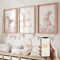 3pcs Personalized Name Custom Cartoon Animals Elephant Lion Wall Art Print Picture Living Room Kids Girl Room Home Decor Gift