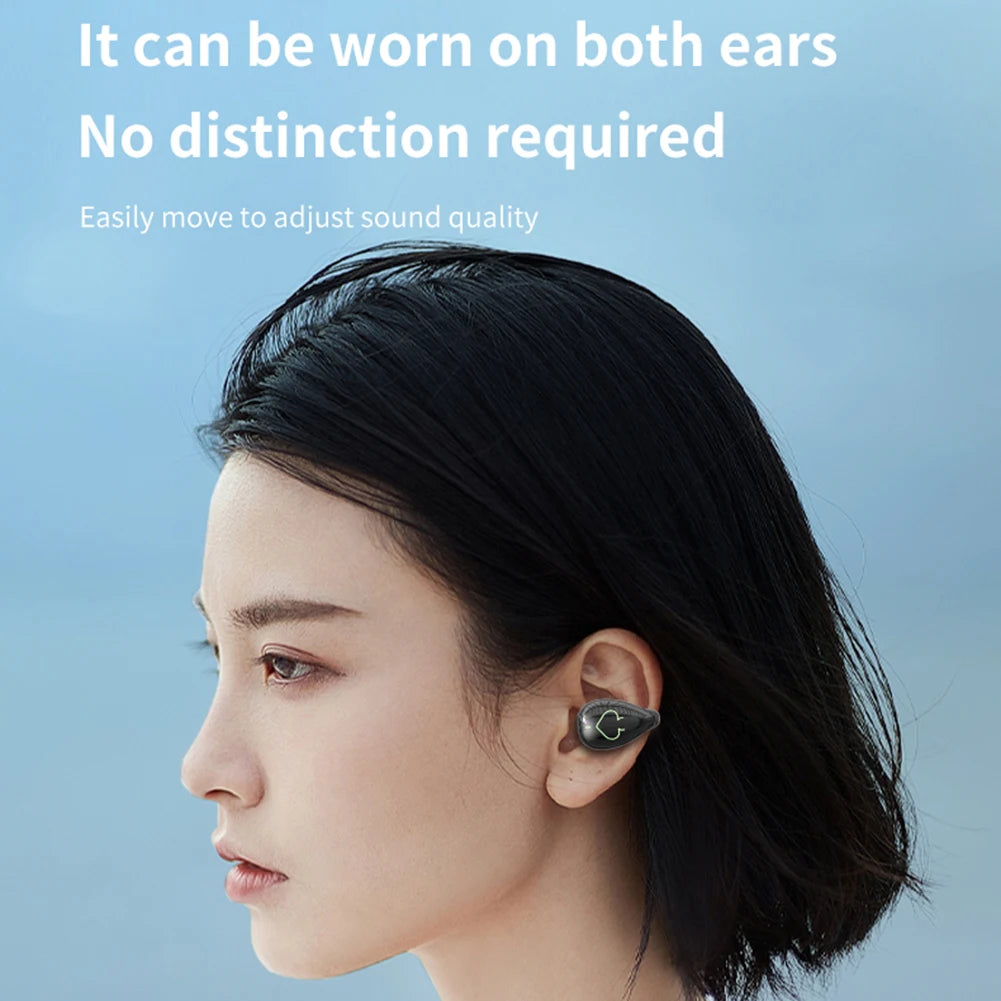 Bone Conduction Single Ear Clip Earphones HIFI Stereo IPX5 Waterproof Bluetooth-Compatible 5.3 Sport Gamer Headset