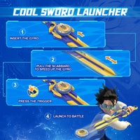 Infinity Nado 6 Power Pack - Spirit Wind Panda Upgraded Metal Spinning Top Gyro ,39cm Sword Launcher Kid Toy Birthday Gift