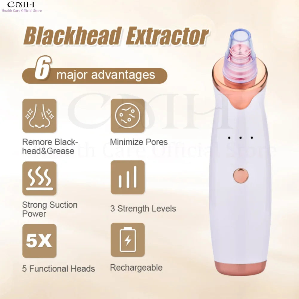CMH Hot Sale Professional Electric Blackhead Remover Pore Vacuum Deep Cleansing Acne Black Dots Removal Tool For All Skin Types
