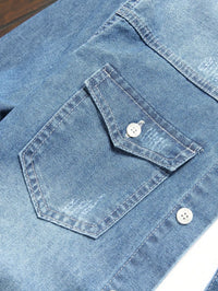 Men's denim shirts for spring and autumn. Blue denim shirts. Trendy and fashionable. Daily casual street style.