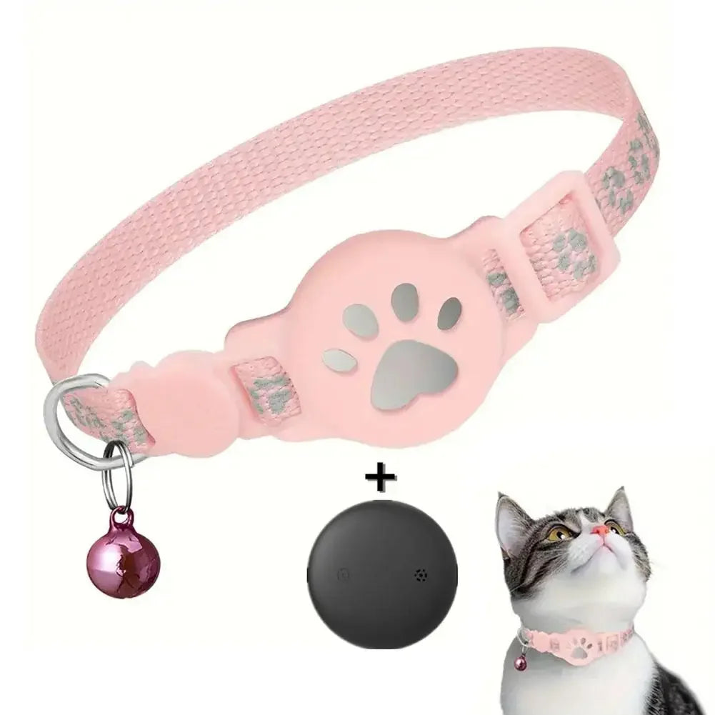 GPS Cat Collar with Reflective Strap, Mini Real Time Pet Location Device, Waterproof Anti Lost Finder for Outdoor Kitten X7W5