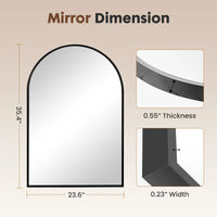 JHK 26"x38" Arched Metal Framed Bathroom Mirrors for Wall  Hanging Mirror Glass Mirror Modern Wall Decor For Bedroom Entryway