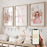 3pcs Personalized Name Custom Cartoon Animals Elephant Lion Wall Art Print Picture Living Room Kids Girl Room Home Decor Gift