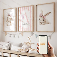 3pcs Personalized Name Custom Cartoon Animals Elephant Lion Wall Art Print Picture Living Room Kids Girl Room Home Decor Gift