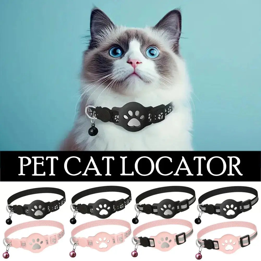 GPS Cat Collar with Reflective Strap, Mini Real Time Pet Location Device, Waterproof Anti Lost Finder for Outdoor Kitten X7W5