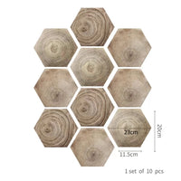 Walnut wood grain hexagonal wall sticker living room balcony waterproof and anti-skid self-adhesive floor sticker