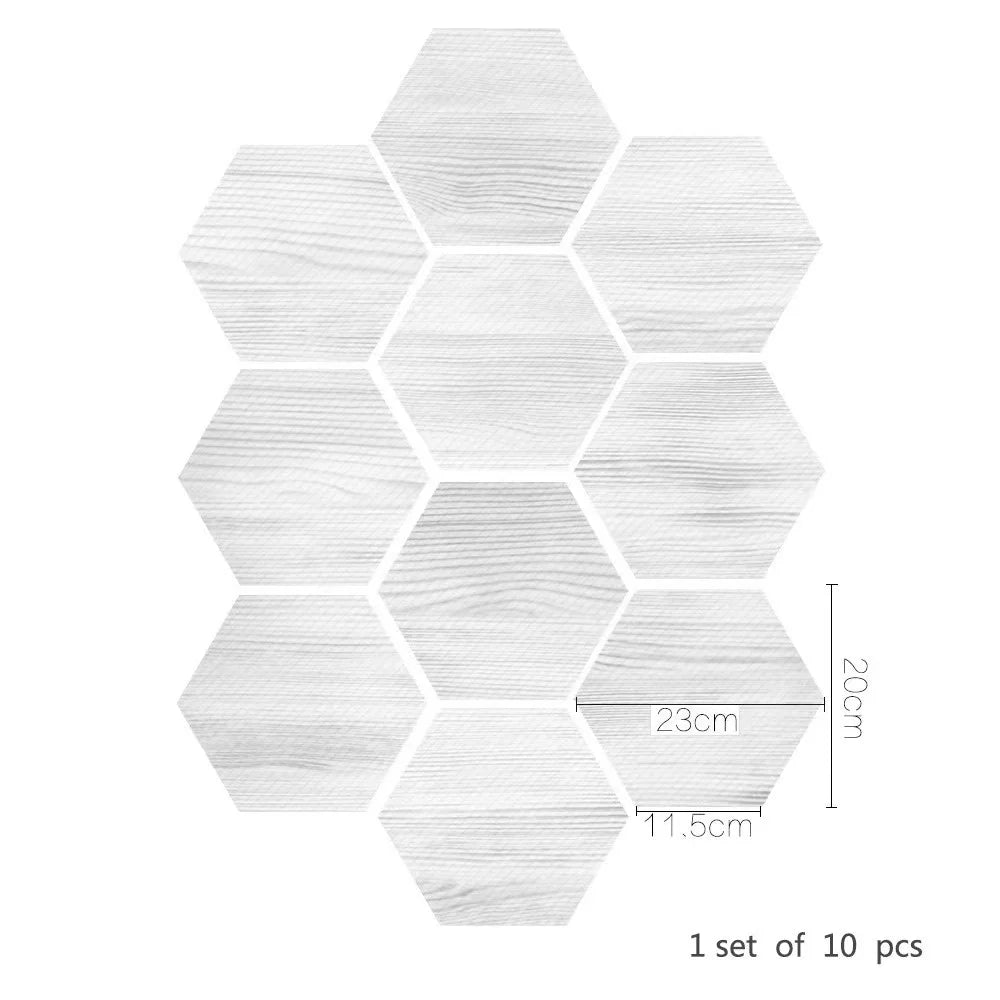 Walnut wood grain hexagonal wall sticker living room balcony waterproof and anti-skid self-adhesive floor sticker