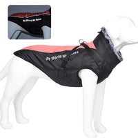 Xl-6xl Winter New Reflective Pet Clothing Dog Warm Fur Collar Black Cotton Coat Pet Jacket Large Dog Clothing Pet Supplies