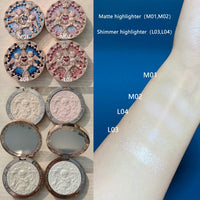 Flower Knows Little Angel Embossed Face Highlighter Palette Diamond Glitter 3D Contour Waterproof Long-lasting Makeup Shimmer 8g