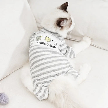 Anti-Loss Fur  Clothes Spring Summer Style Four-Legged Home Wear for Kittens Polyester Fiber Warm Casual Pet Apparel