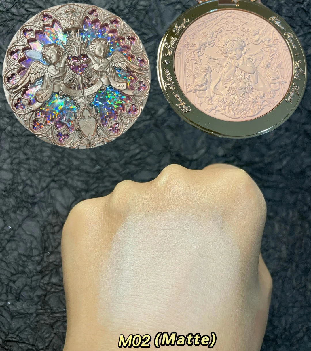 Flower Knows Little Angel Embossed Face Highlighter Palette Diamond Glitter 3D Contour Waterproof Long-lasting Makeup Shimmer 8g