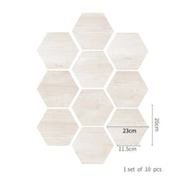 Walnut wood grain hexagonal wall sticker living room balcony waterproof and anti-skid self-adhesive floor sticker
