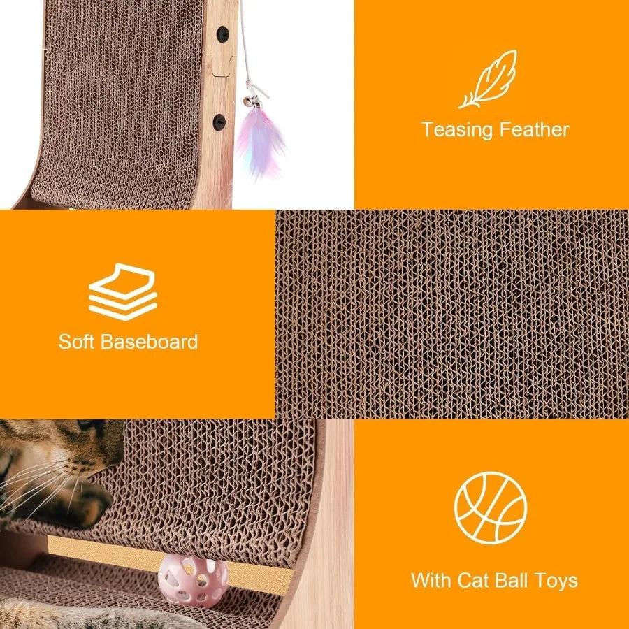 L Shape Cat Scratcher 23.6 Inch Cat Scratchers for Indoor Cats Protecting Furniture Cat Scratch Pad Cardboard Cat Scratching wi