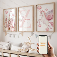 3pcs Personalized Name Custom Cartoon Animals Elephant Lion Wall Art Print Picture Living Room Kids Girl Room Home Decor Gift